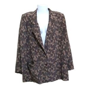 Talbots Vintage Green Multicolored Silk 100% Sz 14
